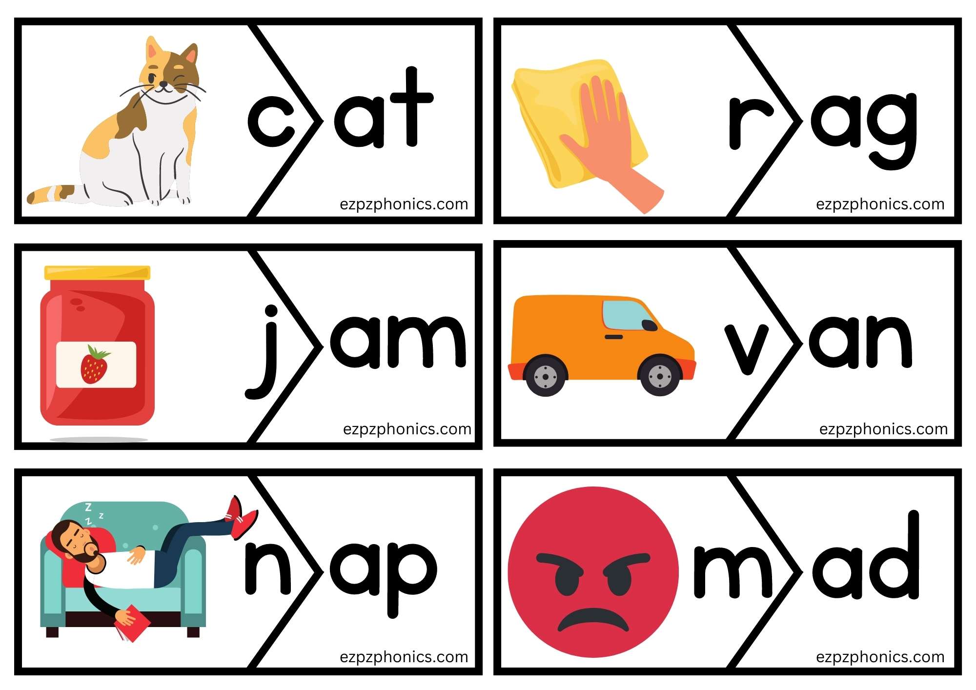 Short a Vowel CVC words Puzzle match game 1